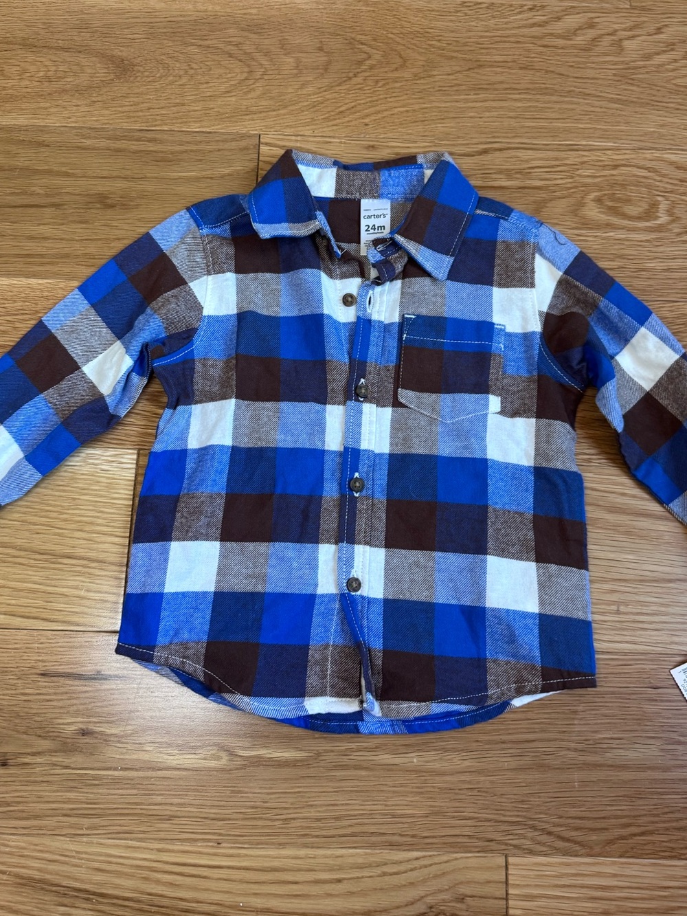 Carter's Blue, Brown & White Plaid Button-Down Shirt